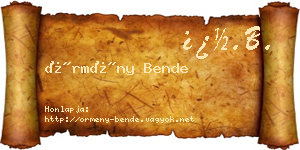 Örmény Bende névjegykártya